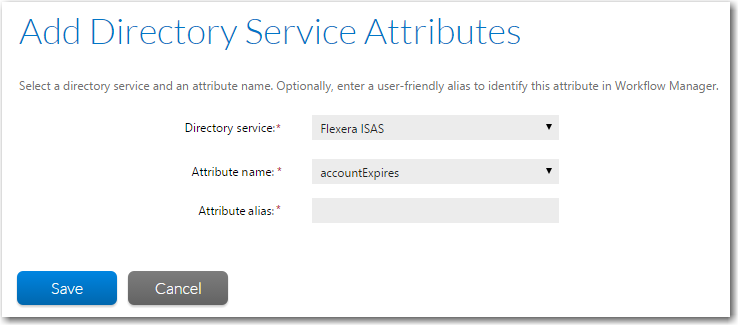 Add Directory Service Attributes Page